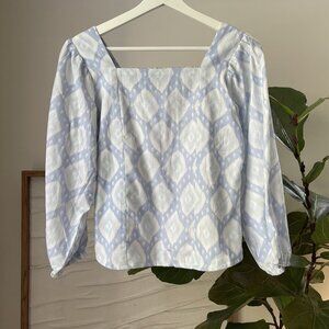 Women's ROBIN TOWLE 100% Linen Smocked Back Top Shirt Size Large L